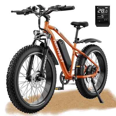 AIRWEST 26" Fat Tire 48V Batería 25MPH 60 millas 7 velocidades, bicicleta eléctrica de montaña para adultos Foto 1 de 4