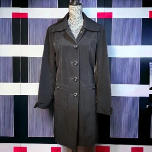 Croft & Barrow Long Weather Resistant Button Up Black Coat Size M - Picture 1 of 13