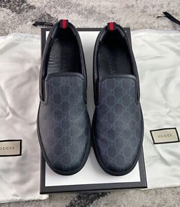 Authentic Gucci GG Supreme Mens Slip-on Sneakers US10.5 EU44 UK10