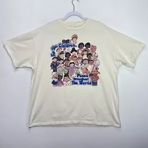 Vintage 90s Single Stitch Tee For The Children Peace Throughout The World 2XL - Picture 1 of 6