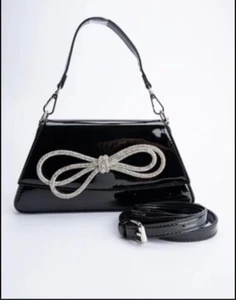 Rhinestone Bowknot Leather Party Bag - Picture 1 of 17