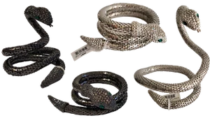 Coiled Snake Bracelet Bendable Arm Cuff Wrap 2-Pack Rhinestone Serpent Jewelry - Picture 1 of 27