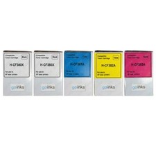 5 Toner Cartridges to replace HP CF380X, CF381A, CF382A, CF383A (312A) non-OEM