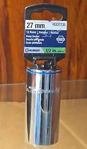 27mm KOBALT 1/2" DEEP SOCKET POLISHED CHROME METRIC # 0337735 - Picture 1 of 22
