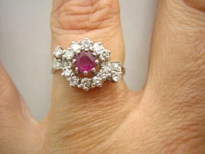 BRILLANT RUBIN RING 585/000 WEISSGOLD SONDERPREIS LUXUS PUR 050CT GR55 T610 - Bild 1 von 4