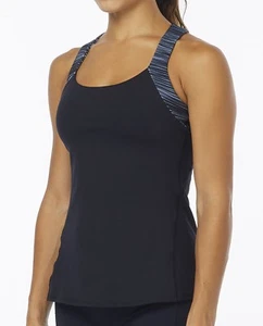 TYR Womens Arvada Lola Tank Black Swimming Top L37656 Size Large 10/12 - Picture 1 of 2