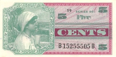 USA/MPC  5  Cents 1966  Series of 661  Plate # 59  Uncirculated Banknote M7 - Image 1 of 2