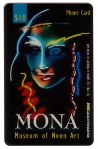 $10. MONA (Museo di Arte al Neon) 'Monna Lisa' con Scheda Telefonica Colori Neon USATA - Foto 1 di 2