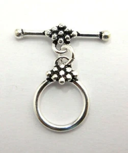 4 SET 15X25MM BALI TOGGLE CLASP ANTIQUE STERLING SILVER PLATED 572 ATL-118 - Picture 1 of 3