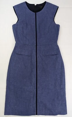 J. Vestido Crew de lino sin mangas funda rodilla cremallera cierre trasero, mujer 6 = 35" pecho Foto 1 de 4