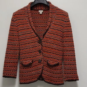 Vintage Caslon Crochet Cardigan Sweater Womens Large Button Up Pockets Fair Isle - Picture 1 of 15