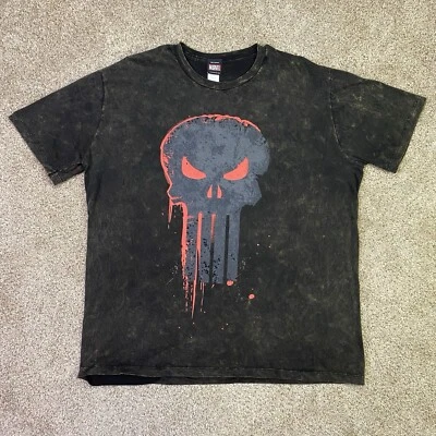 Camisa De Colección The Punisher Hombres XL Marrón Ácido Lavado Suave Pelusa Marvel Y2K 00s *LEER Foto 1 de 4