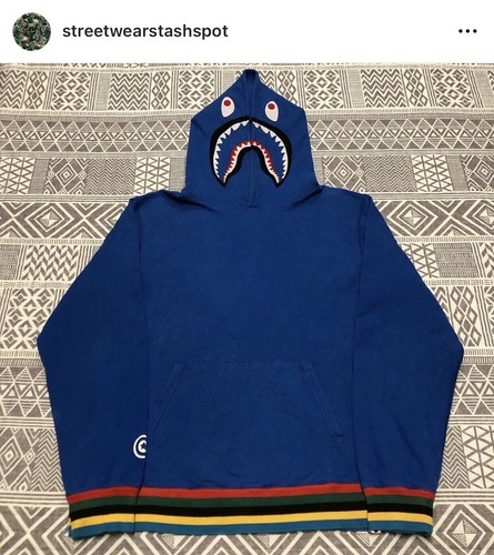 A BATHING APE (BAPE) Felpa con cappuccio pullover A Bathing Ape Bape Shark taglia extra large