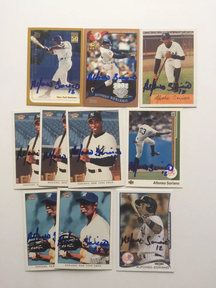 Alfonso Soriano Signed Card Rookie RC Topps Bowman Upper Deck - Image 1 of 4