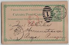 Canada 1885 Toronto to Riga Russia Latvia 2c Postal Stationery Card