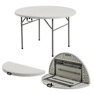 Mesa Redonda Plegable Caballete Fácil Almacenamiento Oficina Escritorio Resistente Eventos 120cm Blanco - Imagen 1 de 6