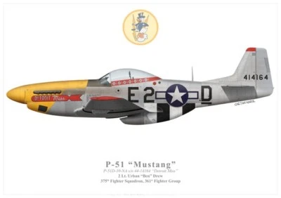 Print P-51D Mustang "Detroit Miss", Urban "Ben" Drew, 361st FG (par G. Marie)