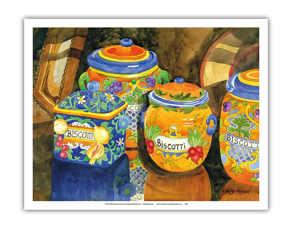 比斯科蒂罐 - 意大利托斯卡纳 - 杏仁饼干 - Robin Wethe Altman 绘画 — 第 1/1 张图片