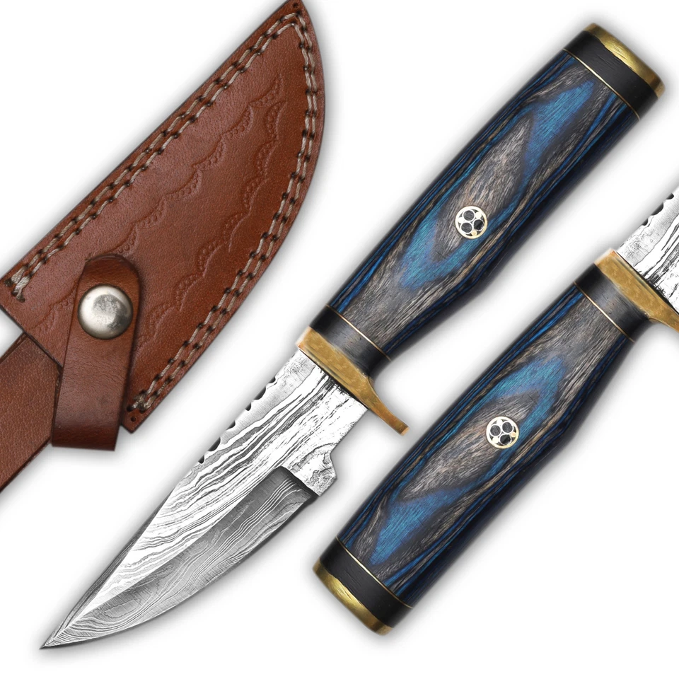 Cuchillo de acero Damasco hecho a mano personalizado | Hermoso mango | Latón de palo de rosa | Mejor Foto 1 de 1