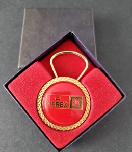 Vintage Terex GM Tractor Heavy Equipment Keychain Fob Red Gold w/Box - Picture 1 of 2