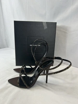 Sandalias SAINT LAURENT Cristal Satinado Ava 105 en Marrón Talla US 7 Foto 1 de 4