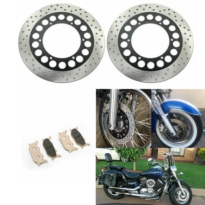 Front Brake Rotors Pads for Yamaha V Star 1100 XVS1100AT Silverado 04-09 XVS1300 - Image 1 of 4