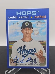 2020 Topps Heritage Blue 13/99 Auto #ROA-CC Corbin Carroll SSP RARO - Foto 1 di 2