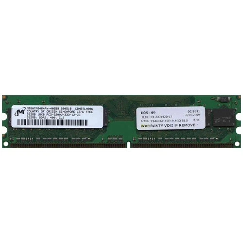 Micron 512MB DDR2 400MHz CL3 RAM DIMM - Image 1 of 1