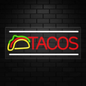 Tacos Schild für Business Displays | LED Flex Neon | 32" Breite x 13" Höhe x 1" Tiefe - Bild 1 von 5