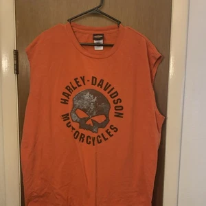 Harley Davidson orange sleeveless T-shirt men’s size 3 XL - Picture 1 of 5