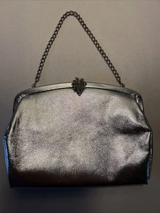 VINTAGE Admiral Shiny Silver Clutch Purse Evening Bag Chain Strap 7-3/4” X 5-3/4 - Picture 1 of 13