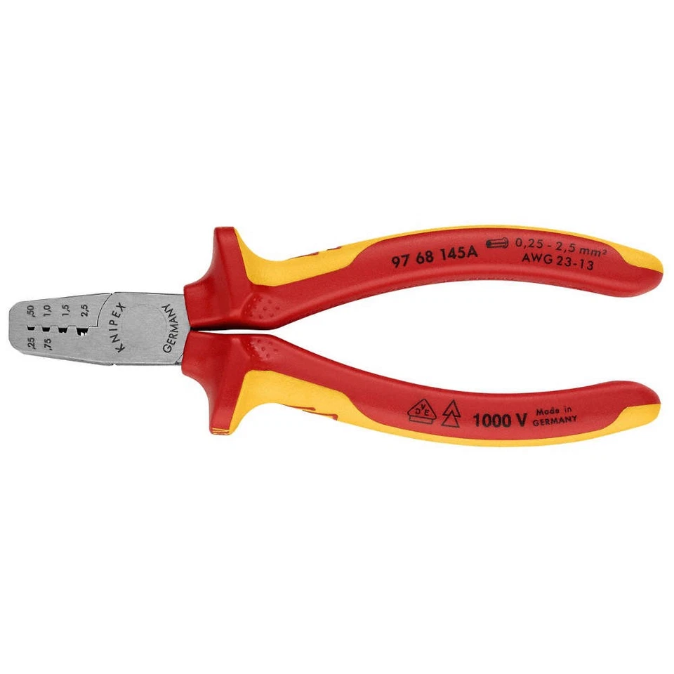 KNIPEX 97 68 145 A Crimper,Insulated,23 to 13 AWG,5-3/4" L 21XK03 - Image 1 of 1