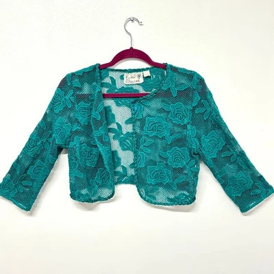 Cardigã feminino Anthropologie campo flor crochê renda floral tamanho G frente aberta - Imagem 1 de 4