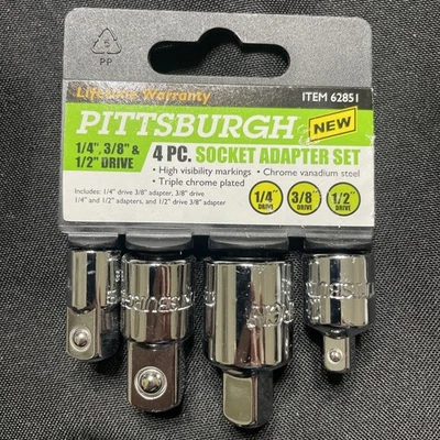 Pittsburgh 4 PC. Socket Adapter Set 1/4'', 3/8'' & 1/2'' Drive - Image 1 of 4