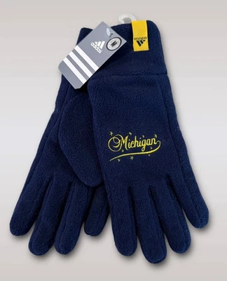 Adidas MICHIGAN WOLVERINES NCAA Guantes de Vellón Bordados Para Mujer Talla M - Nuevos con Etiquetas Foto 1 de 4