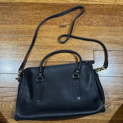 Vintage COACH Madison Satchel Black Doctor Leather Cross Body 12” with Box 9765 - Image 1 of 4