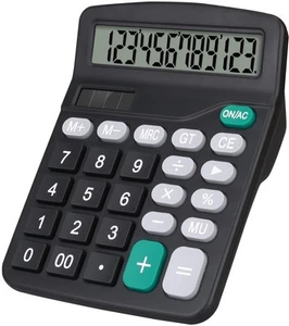 Desktop Calculator, Black Calculator Big Buttons, 12-Digits Large LCD Display... - Picture 1 of 7
