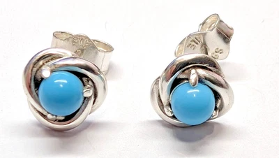 Pendientes Pandora, Turquesa Círculo Stud #292335C01, Plata, Cristal Azul Foto 1 de 2