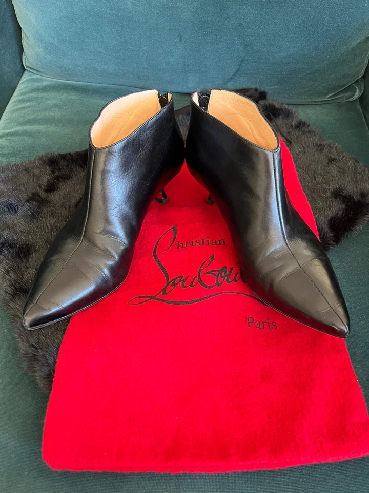 LOUBOUTIN  black kitten heel ankle boots 37 - Image 1 of 4