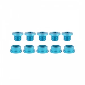 Origin8 Alloy Single Speed Chainring Bolts Set - M8x6mm & M8x4mm Blue Finish - Picture 1 of 1