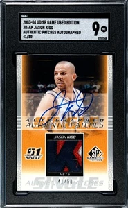 Jason Kidd 2003-04 SP Game Used Edition 3 Color Patch Auto /50 SGC 9 Nets - Picture 1 of 2