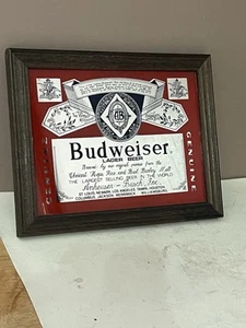 "Letrero de espejo con marco de madera Budweiser 8"" x 6""" - Imagen 1 de 6