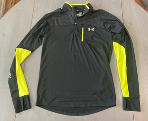 Under Armour Run Jacket Men Small Black Quarter Zip Reflective Hi Vis Key Pocket - Picture 1 of 6