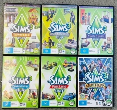 6 x Sims 3  Expansion Packs  (Mac/PC) Master , Loft, Town, Fast,Ambition,Outdoor - Image 1 of 4