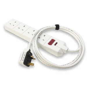 1, 2, 4 Gang White 13amp Professional Trailing Socket Extension Lead Mains Power - Picture 1 of 5