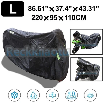 L Waterproof Motorcycle Cover Black For Kawasaki Ninja 250 300 500 650 R 1000 - Изображение 1 из 4