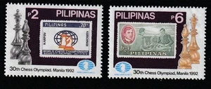 Philippinen 1992 Sc # 2152-53 Schach MNH OG - Bild 1 von 1