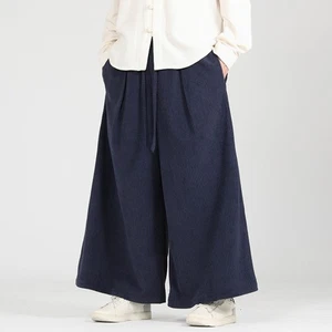 Herren Japanischer Stil Lockere Cordhose Schnürung Entspannt Weites Bein Hose M-5XL - Bild 1 von 12