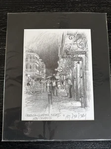Don Davey "French Quarter Night" 1987 mattierter schwarzweißfarbener Druck - 16 Zoll x 13,5 Zoll Gesamtgröße, neu aus altem Lagerbestand - Bild 1 von 4