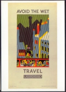 Modern Postcard: Avoid the Wet -Travel by Underground. 1925 Poster Repro (LTM350 - Picture 1 of 1